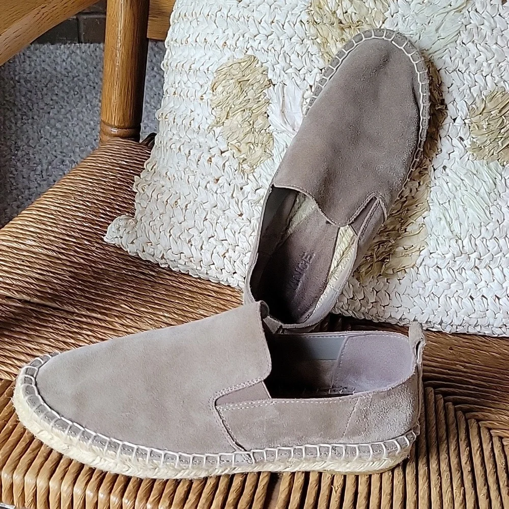 Vince Robin Espadrille Taupe Suede Flat Loafers, size 5M